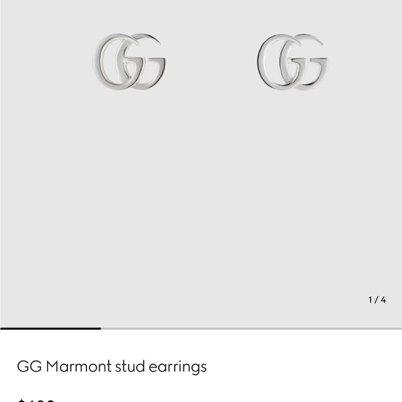 Gucci Silver Iconic GG Marmont Stud Earrings - Picture 5 of 9